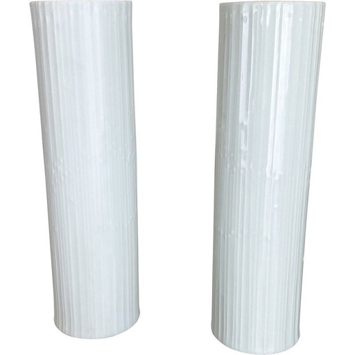 Paire de vases vintage en porcelaine Op Art par Tapio Wirkkala pour Rosenthal, Allemagne, années 1980