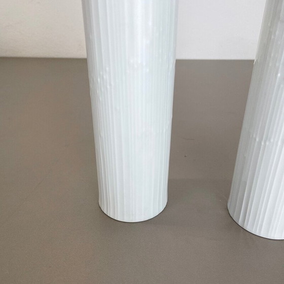 Image 1 of Paire de vases vintage en porcelaine Op Art par Tapio Wirkkala pour Rosenthal, Allemagne, années 1980