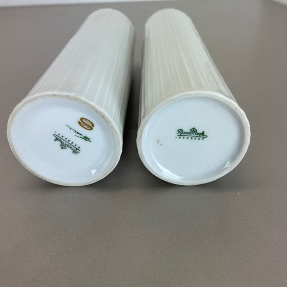 Image 1 of Paire de vases vintage en porcelaine Op Art par Tapio Wirkkala pour Rosenthal, Allemagne, années 1980
