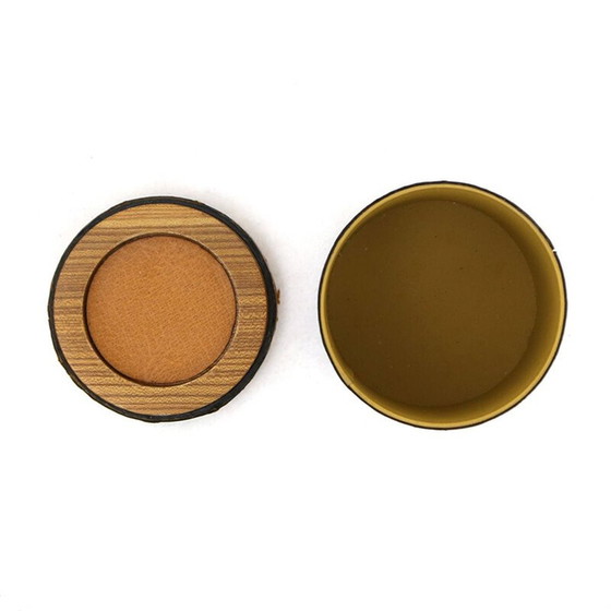 Image 1 of Boîte cylindrique vintage en cuir avec couvercle, Italie 1970