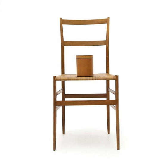 Image 1 of Boîte cylindrique vintage en cuir avec couvercle, Italie 1970