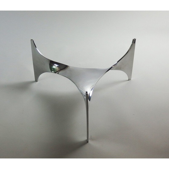 Image 1 of Table basse vintage Helix en acier inoxydable et verre par Paul Legeard pour Dom, France 1970