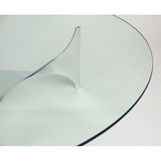 Image 1 of Table basse vintage Helix en acier inoxydable et verre par Paul Legeard pour Dom, France 1970