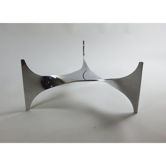 Image 1 of Table basse vintage Helix en acier inoxydable et verre par Paul Legeard pour Dom, France 1970