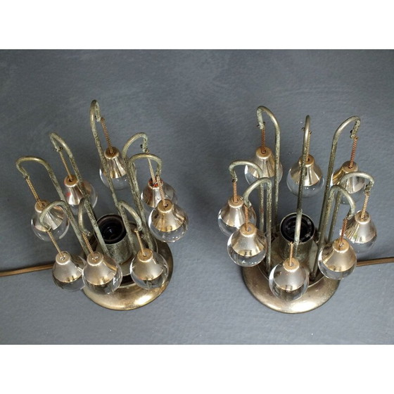 Image 1 of Paire de lampes de bureau vintage en verre Sciolari, Italie 1970