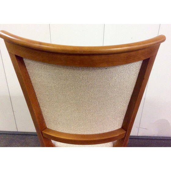 Image 1 of Ensemble de 6 chaises de salle à manger françaises en noyer et tissu - années 1930
