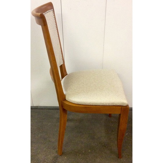 Image 1 of Ensemble de 6 chaises de salle à manger françaises en noyer et tissu - années 1930