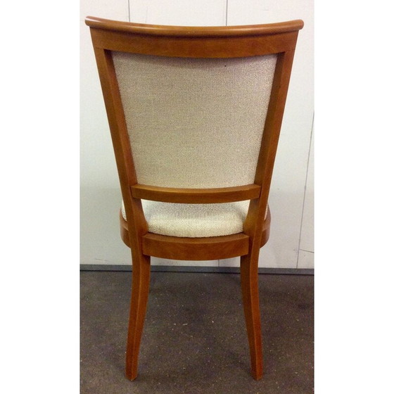 Image 1 of Ensemble de 6 chaises de salle à manger françaises en noyer et tissu - années 1930