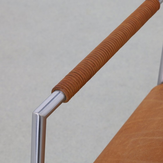 Image 1 of 2X Fauteuil Cuir + Inox Gerard Van Den Berg