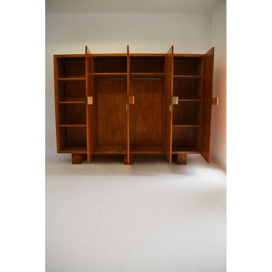 Image 1 of Armoire vintage en bois de chêne avec poignée en cuir et laiton par André Wogenscky et Marta Pan