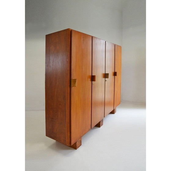 Image 1 of Armoire vintage en bois de chêne avec poignée en cuir et laiton par André Wogenscky et Marta Pan