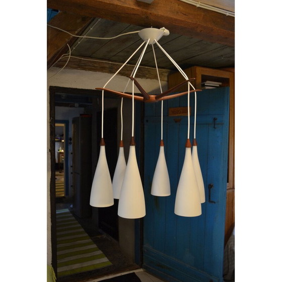 Image 1 of Lustre pieuvre vintage par Uno et Östen Kristiansson pour Luxus, Suède 1950