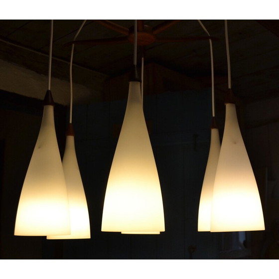 Image 1 of Lustre pieuvre vintage par Uno et Östen Kristiansson pour Luxus, Suède 1950