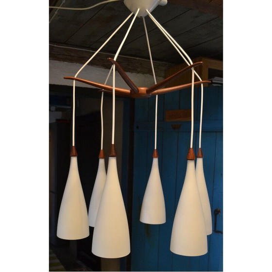 Image 1 of Lustre pieuvre vintage par Uno et Östen Kristiansson pour Luxus, Suède 1950