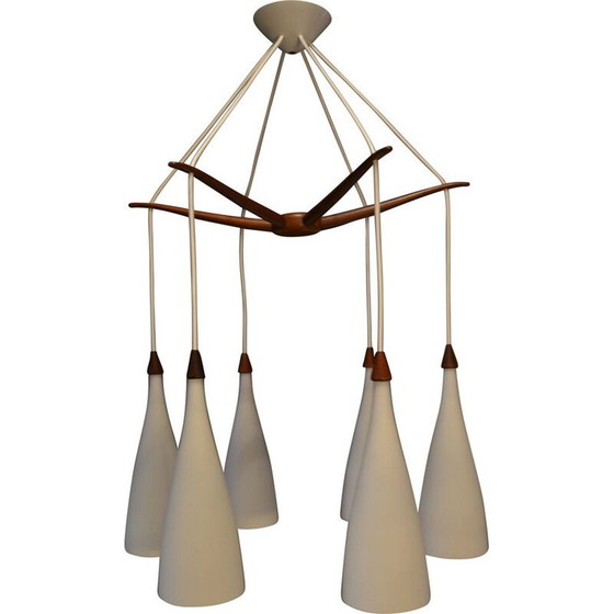 Image 1 of Lustre pieuvre vintage par Uno et Östen Kristiansson pour Luxus, Suède 1950