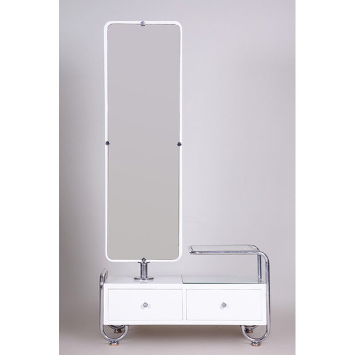 Miroir de coiffeuse bauhaus blanc vintage par Petr Vichr, 1930