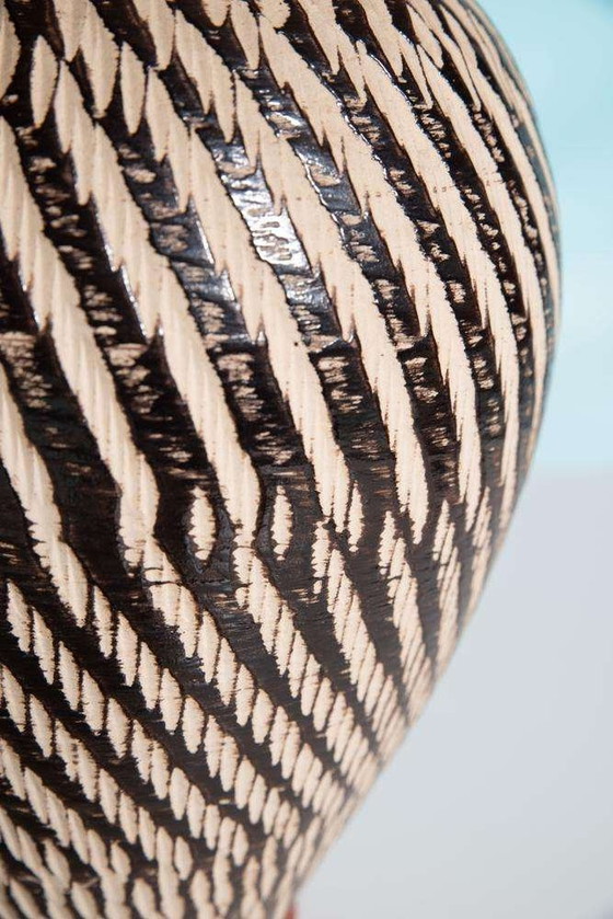 Image 1 of Vase vintage Wekara sgraffito, vase en céramique minimaliste