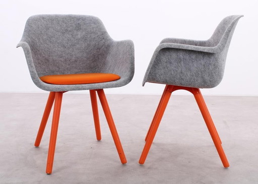 2x chaise Vepa Felt HF-10 gris/orange