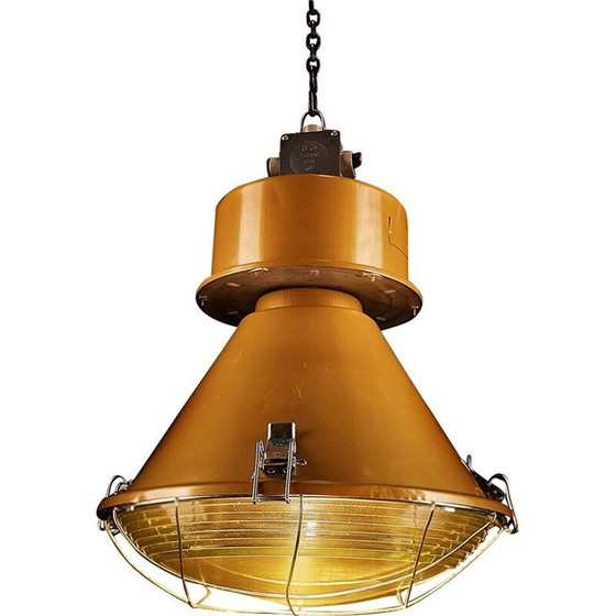 Image 1 of Suspension industrielle vintage ORP-250 E en verre et acier