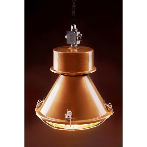 Suspension industrielle vintage ORP-250 E en verre et acier