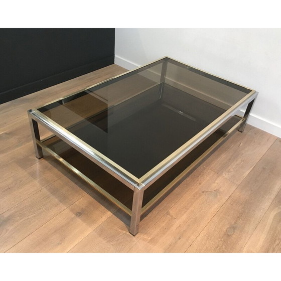 Image 1 of Table basse vintage en chrome et laiton, 1970