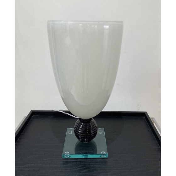 Image 1 of Lampe vintage en verre blanc de Murano, 1980