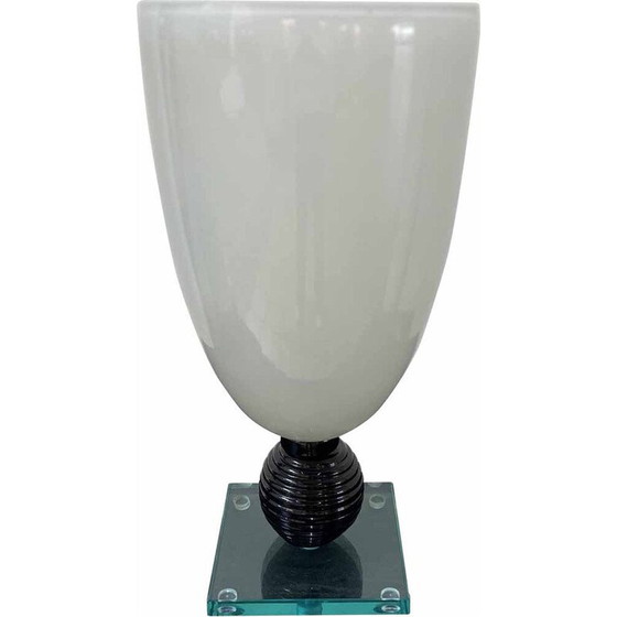 Image 1 of Lampe vintage en verre blanc de Murano, 1980