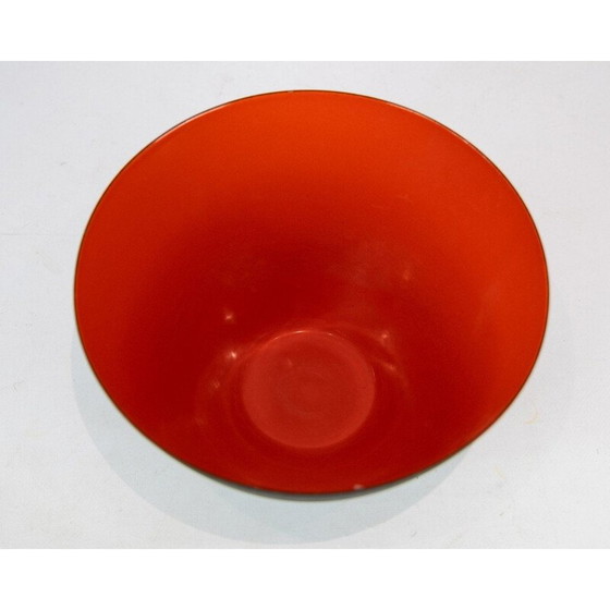 Image 1 of Bol krenit vintage en métal noir et émail rouge par Herbert Krenchel, 1960