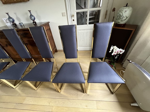 6x Chaises de salle à manger en laiton