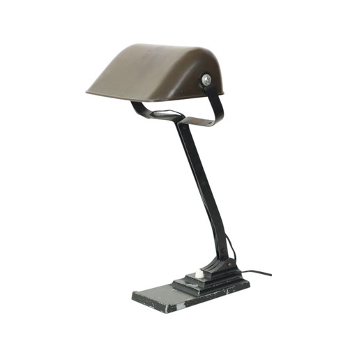 Lampe de bureau Art Déco Lampe de notaire Erpe Modèle 52 Fer forgé Bakélite