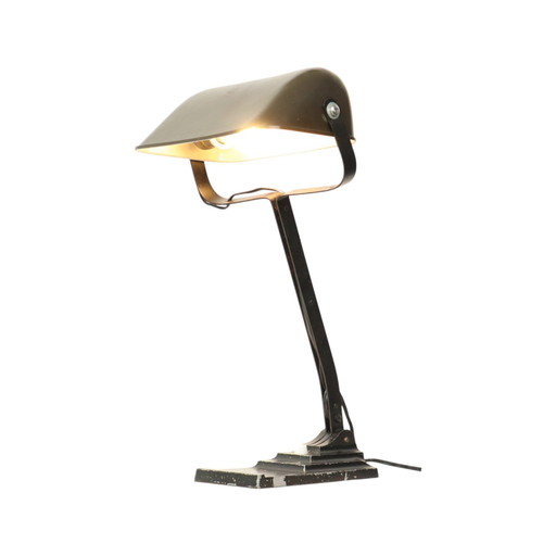 Lampe de bureau Art Déco Lampe de notaire Erpe Modèle 52 Fer forgé Bakélite