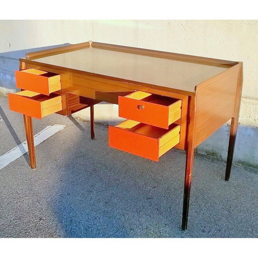 Bureau en bois vintage italien Dassi ,1950s