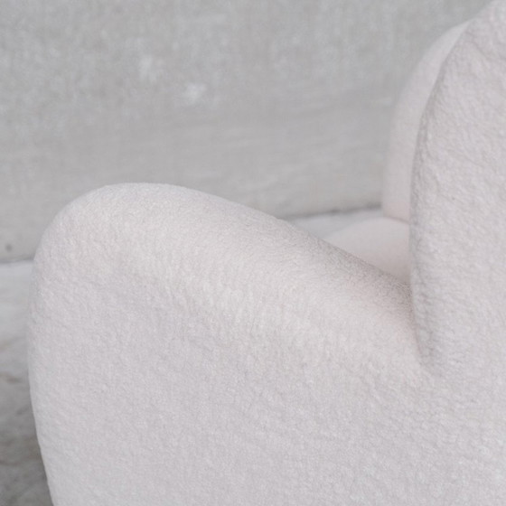 Image 1 of Paire de fauteuils danois vintage en boucle blanche, années 1950