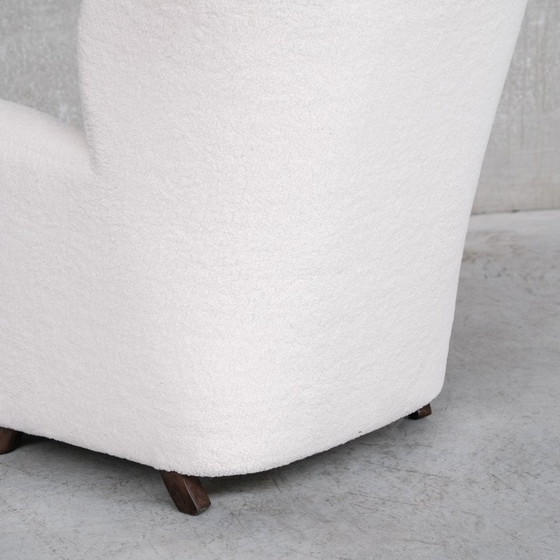 Image 1 of Paire de fauteuils danois vintage en boucle blanche, années 1950