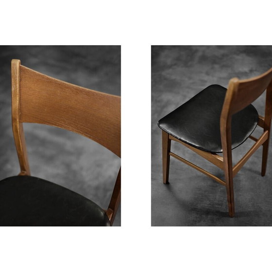Image 1 of Ensemble de 4 chaises de salle à manger scandinaves vintage en bois de hêtre et teck, années 1960