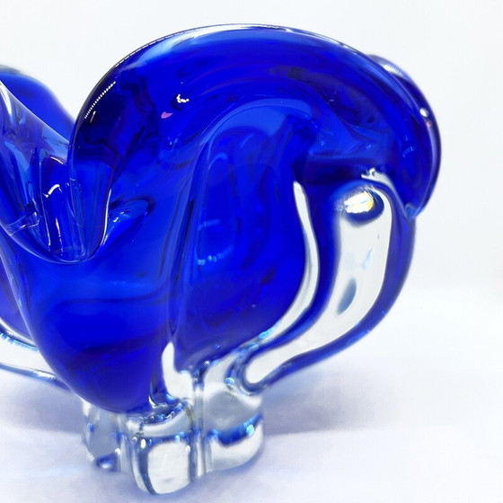 Image 1 of Cendrier vintage en cobalt par J. Hospodka pour Chribska Sklarna, Tchécoslovaquie 1960