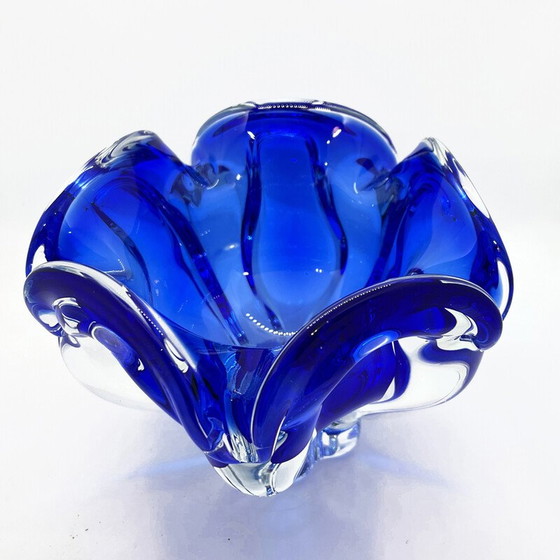 Image 1 of Cendrier vintage en cobalt par J. Hospodka pour Chribska Sklarna, Tchécoslovaquie 1960
