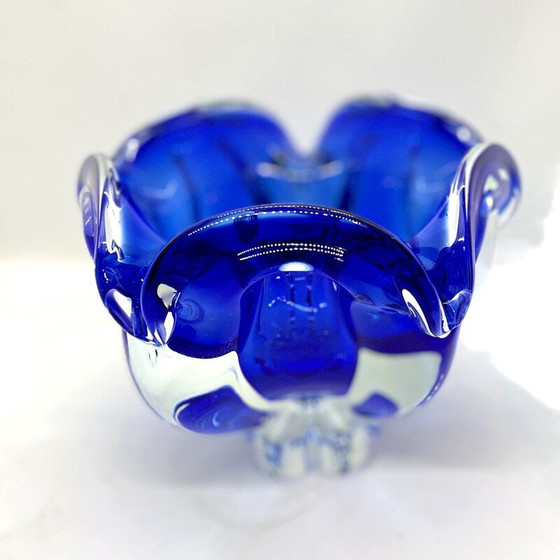 Image 1 of Cendrier vintage en cobalt par J. Hospodka pour Chribska Sklarna, Tchécoslovaquie 1960