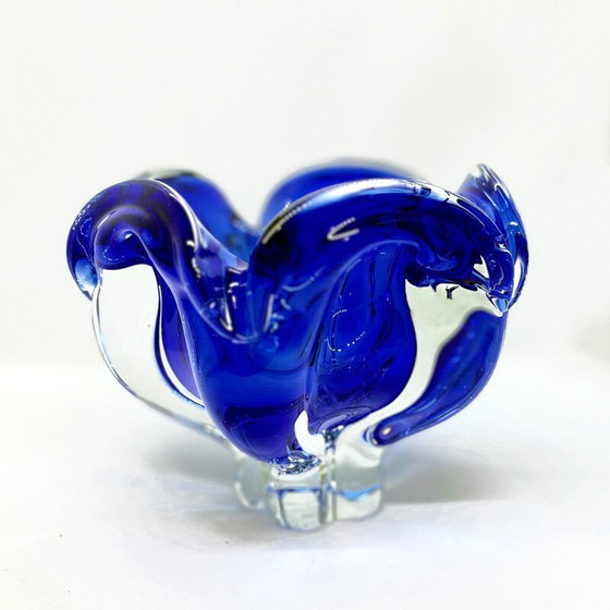 Image 1 of Cendrier vintage en cobalt par J. Hospodka pour Chribska Sklarna, Tchécoslovaquie 1960