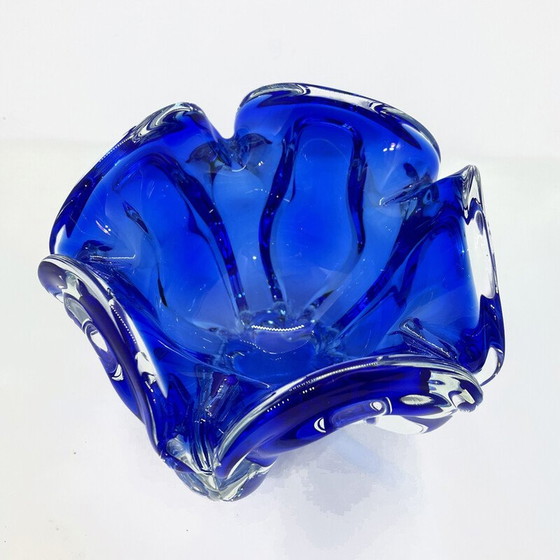 Image 1 of Cendrier vintage en cobalt par J. Hospodka pour Chribska Sklarna, Tchécoslovaquie 1960