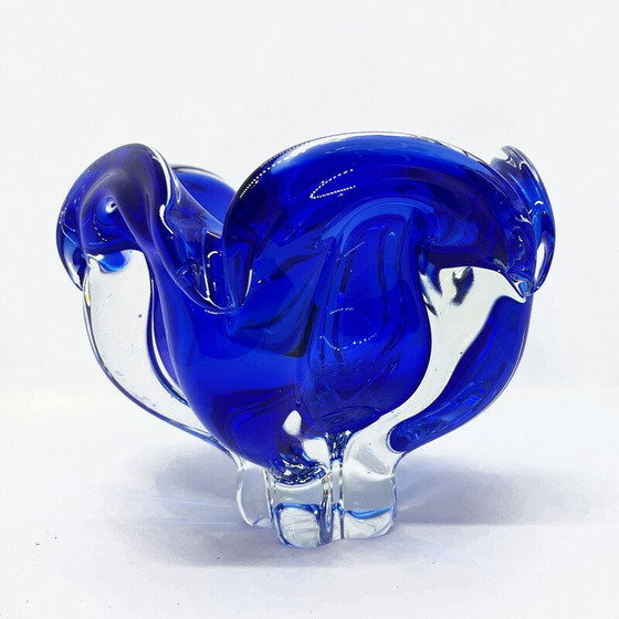 Image 1 of Cendrier vintage en cobalt par J. Hospodka pour Chribska Sklarna, Tchécoslovaquie 1960