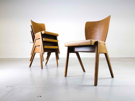 Image 1 of Lot de 6 chaises Mid Century Cadeau en hêtre Vintage Chaise empilable