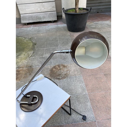 Lampe de table vintage marron Joe Colombo 1974
