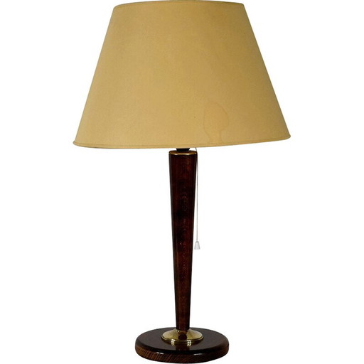 Lampe vintage en acajou et laiton par Mazda, 1950