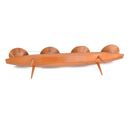Image 1 of Bougeoirs vintage à quatre branches en bois de frêne, Allemagne 1960-1970