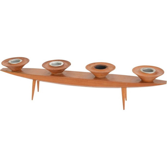 Image 1 of Bougeoirs vintage à quatre branches en bois de frêne, Allemagne 1960-1970