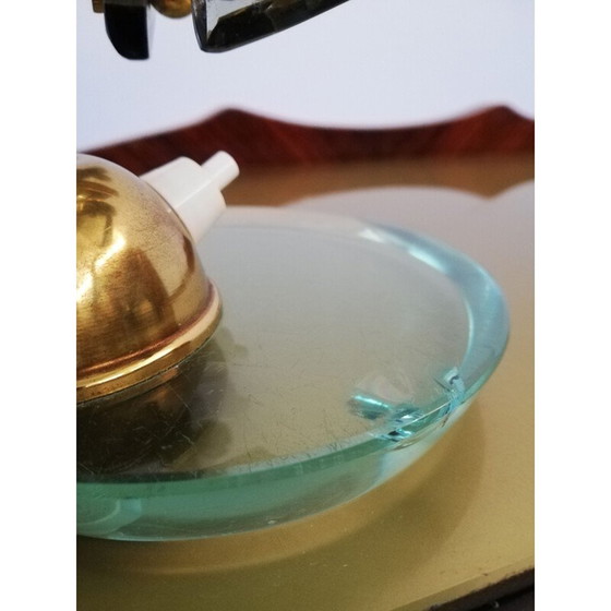 Image 1 of Paire de lampes vintage en laiton et verre fumé par Gino Paroldo, Italie 1950