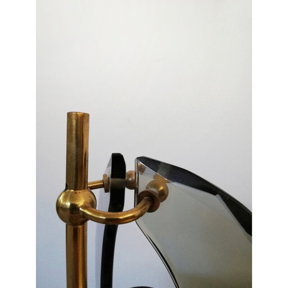 Image 1 of Paire de lampes vintage en laiton et verre fumé par Gino Paroldo, Italie 1950