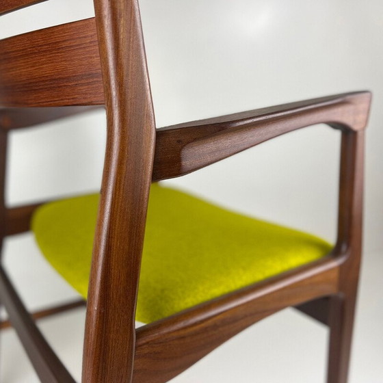Image 1 of Fauteuil vintage danois en teck et tapisserie jaune moutarde par Boltinge Stolefabrik, 1960s