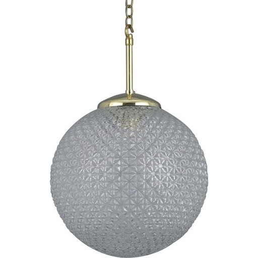 Lampe pendante vintage en verre à diamant croisé, Tchécoslovaquie